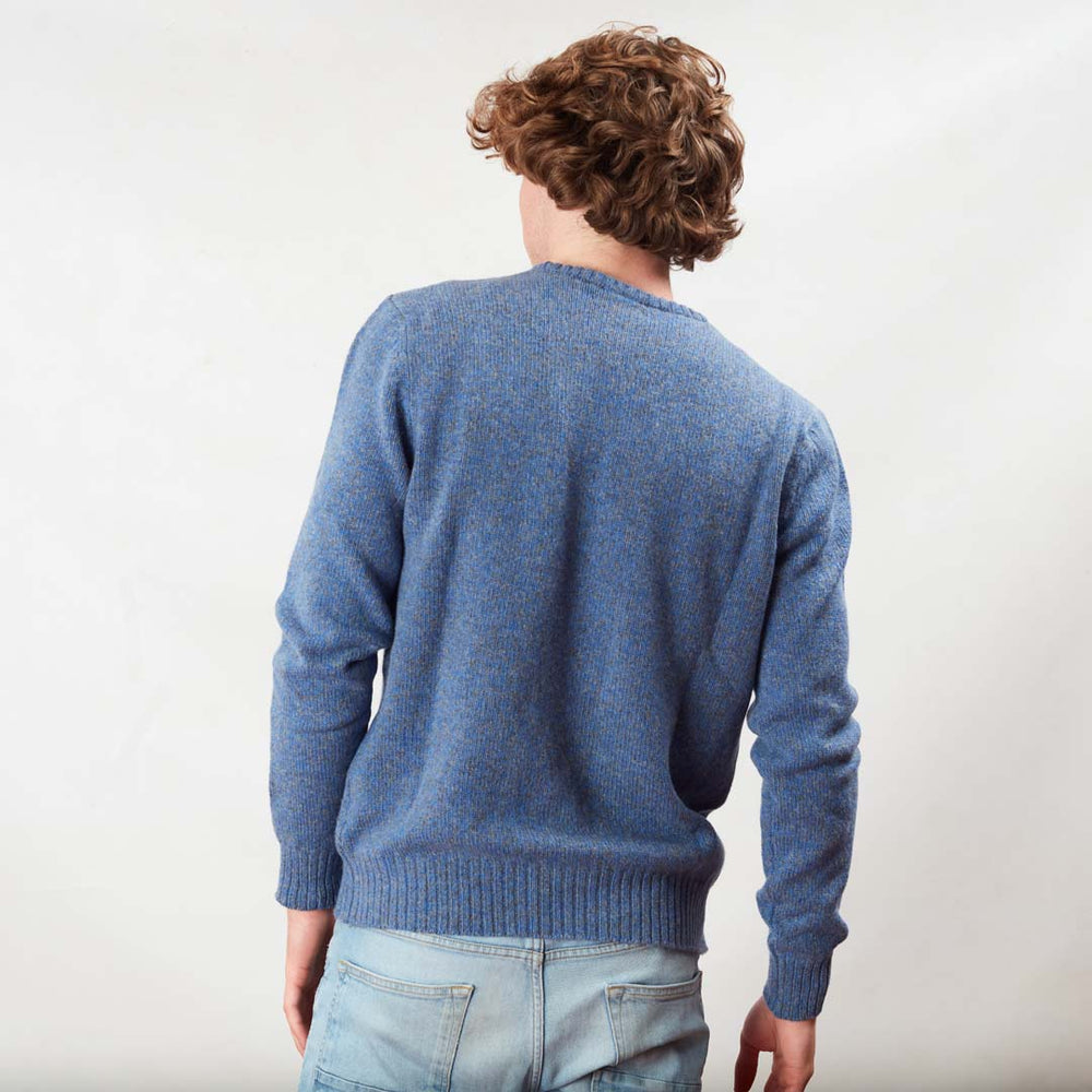 Lambswool molted crew neck - River/Grey Mix