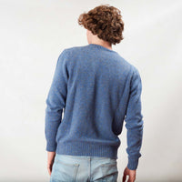 Lambswool molted crew neck - River/Grey Mix