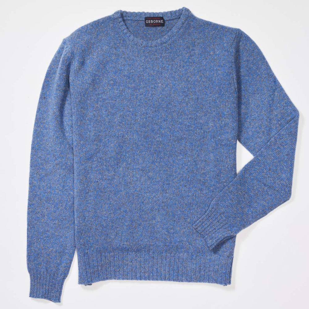 Lambswool molted crew neck - River/Grey Mix