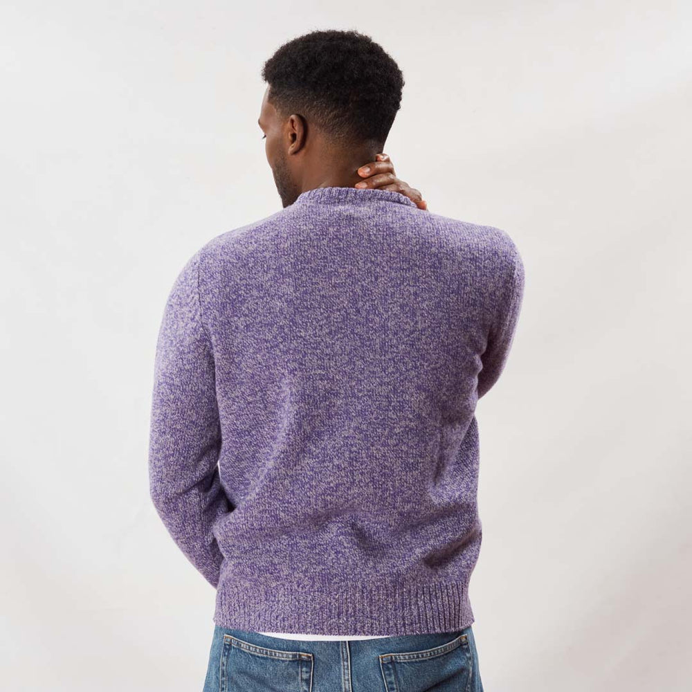 Lambswool molted crew neck - Heliotrope/Light Grey
