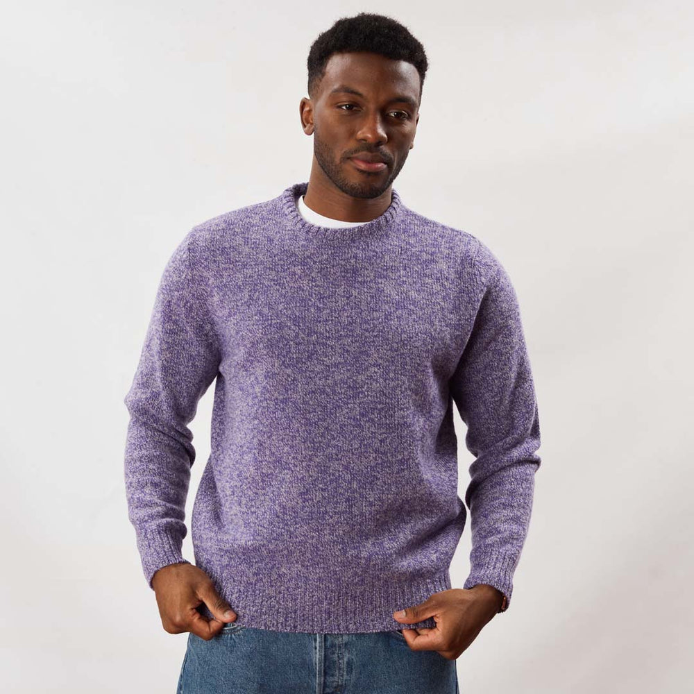 Lambswool molted crew neck - Heliotrope/Light Grey