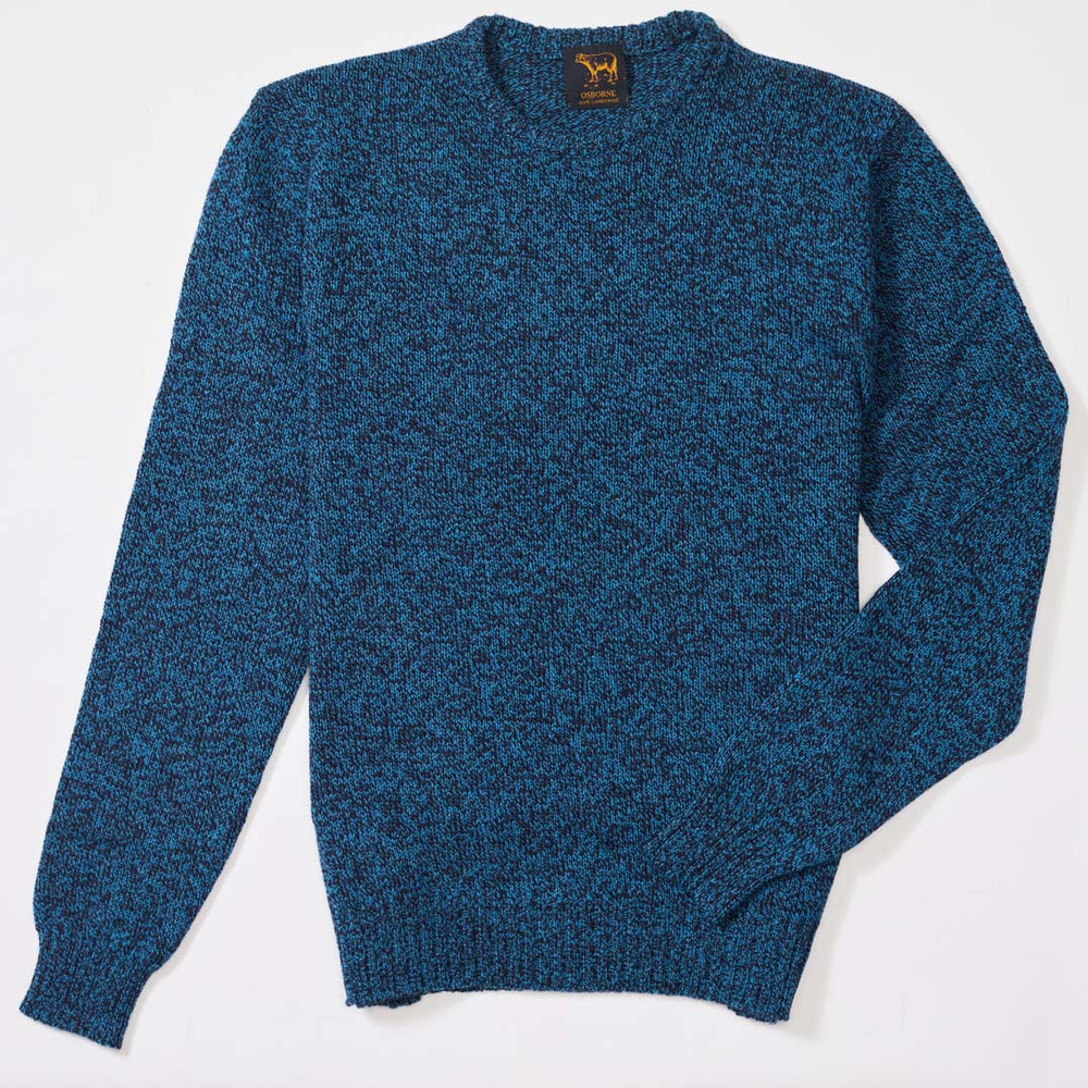 Lambswool molted crew neck - Indigo Melange/Teal Blue