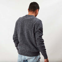 Lammwolle gemolkener Rundhalsausschnitt - Indigo Melange/Grey Mix
