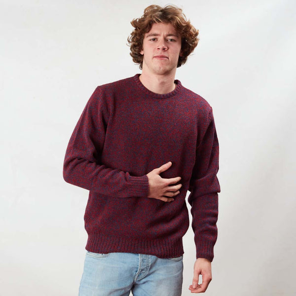 Lambswool molted crew neck - Rhapsody/Poppy Melange
