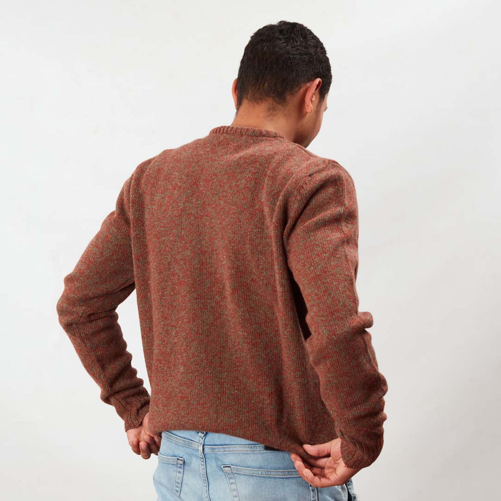 Lambswool molted crew neck - Landscape/Ember