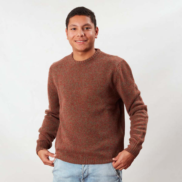 Lambswool molted crew neck - Landscape/Ember