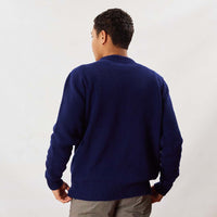 Lambswool molted crew neck - Dark Cobalt