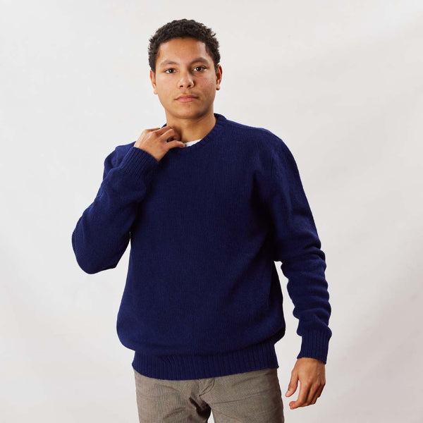 Lambswool molted crew neck - Dark Cobalt