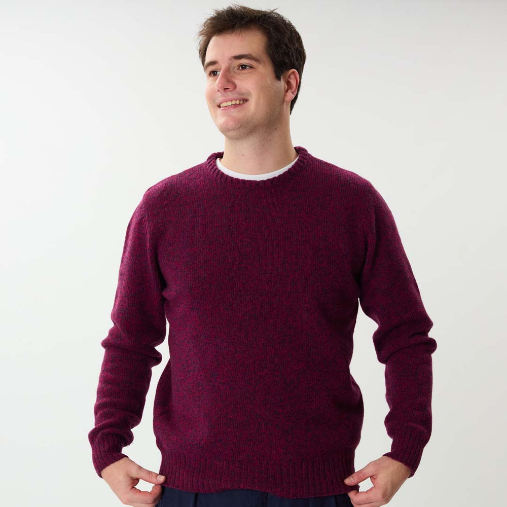 Lambswool molted crew neck - Elderberry Rosehip