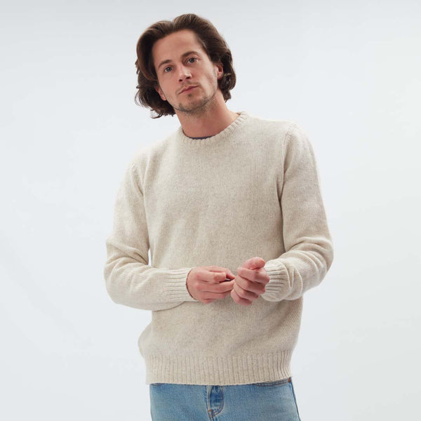 Lambswool molted crew neck - Ecru clay