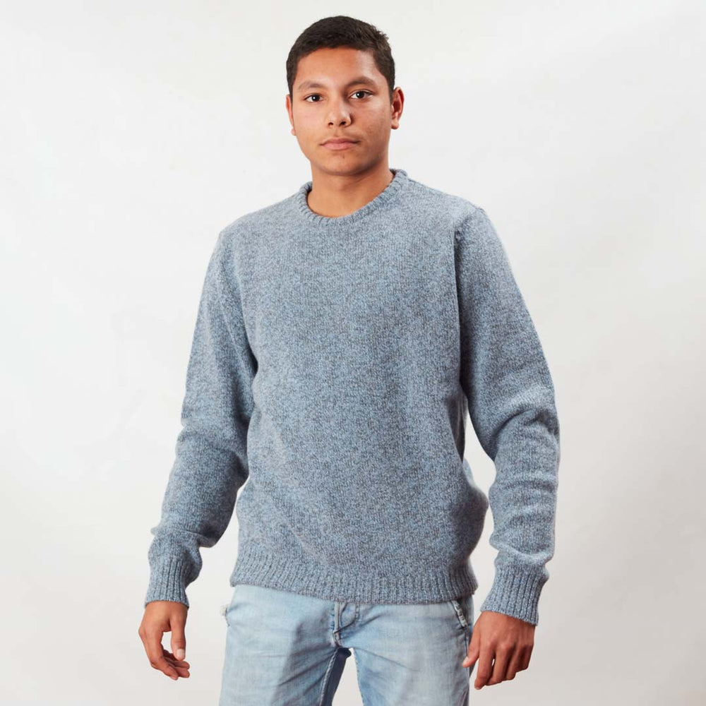 Lambswool molted crew neck - Glacier/Grey Mix