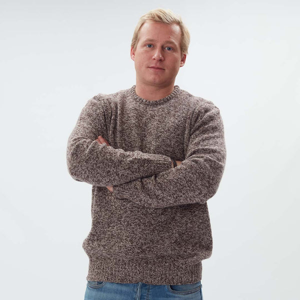 Lambswool molted crew neck - Hickory clay