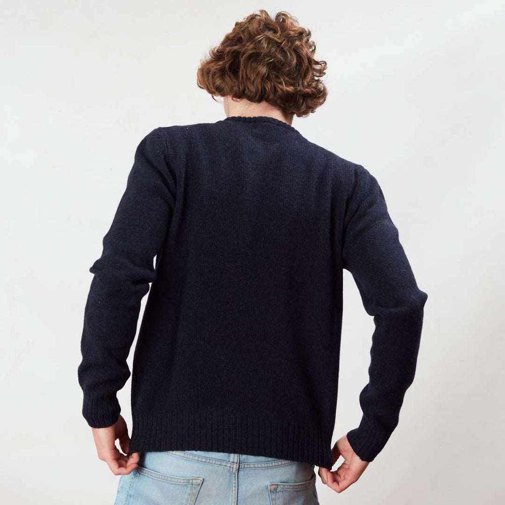 Lambswool molted crew neck - Indigo Melange