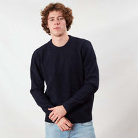 Lambswool molted crew neck - Indigo Melange