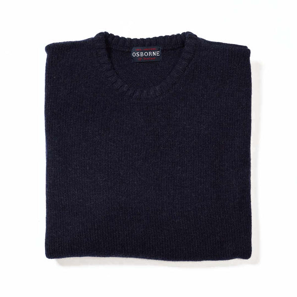 Lambswool molted crew neck - Indigo Melange