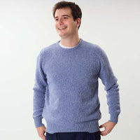 Lambswool molted crew neck - Pale Lavender Blue Lovat