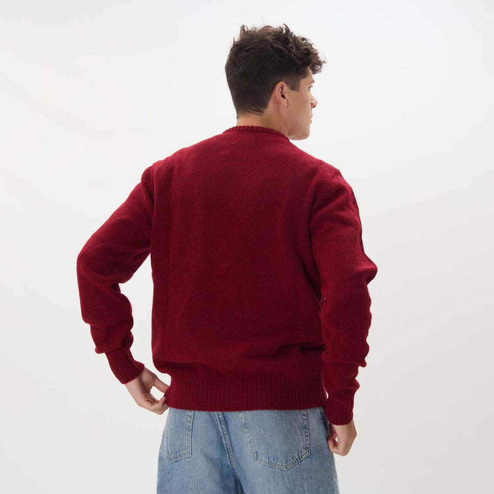 Lambswool molted crew neck - Pomegranate