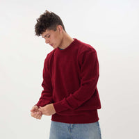 Lambswool molted crew neck - Pomegranate