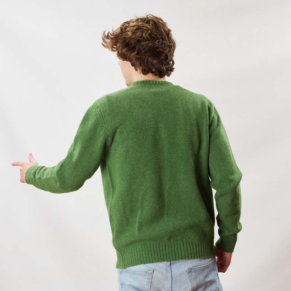 Lambswool molted crew neck - Watercress