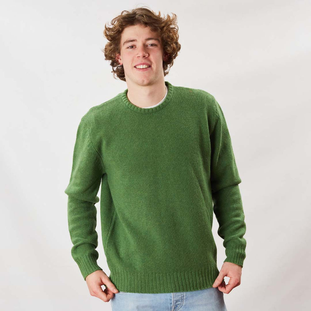 Lambswool molted crew neck - Watercress