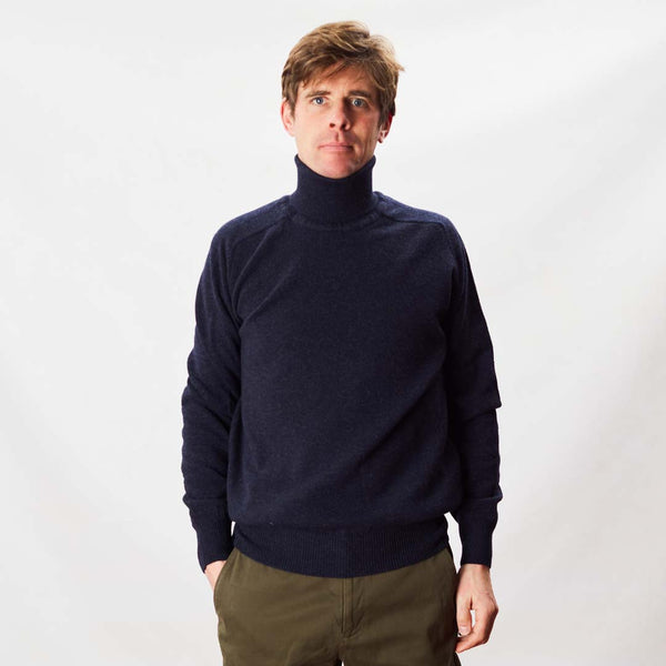 Lambswool roll neck - Indigo Melange