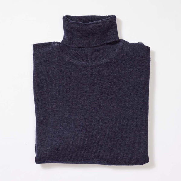 Lambswool roll neck - Indigo Melange