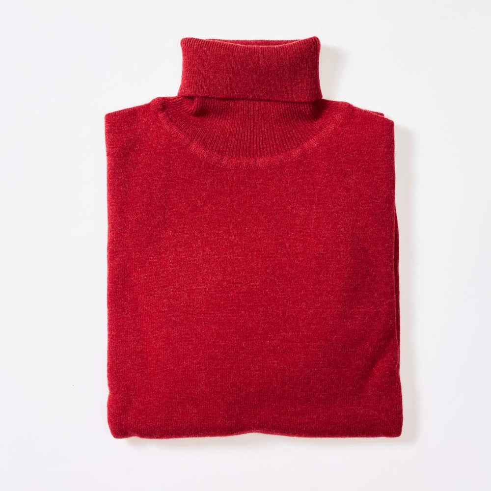 Lambswool roll neck saddle - Poppy Melange
