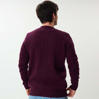 Lambswool small cable crew neck - Blackgrape 186