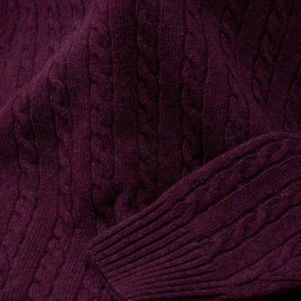 Lambswool small cable crew neck - Blackgrape 186