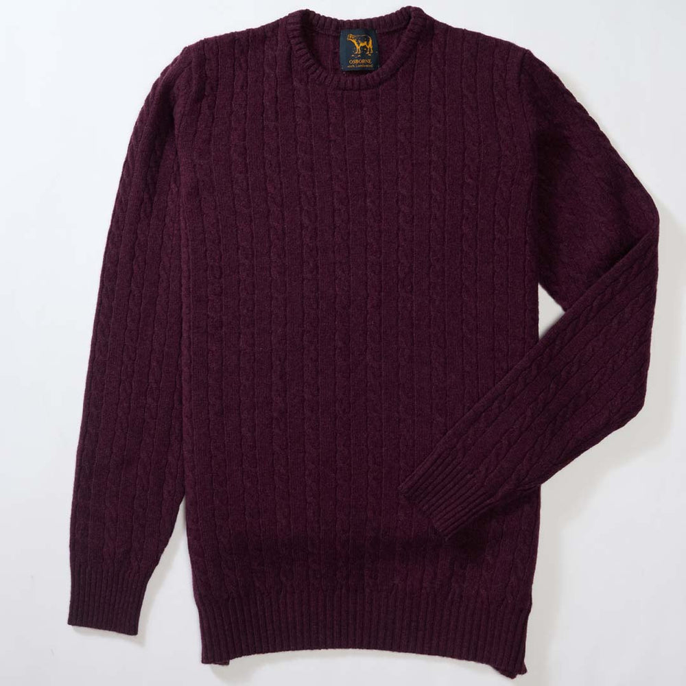 Lambswool small cable crew neck - Blackgrape 186