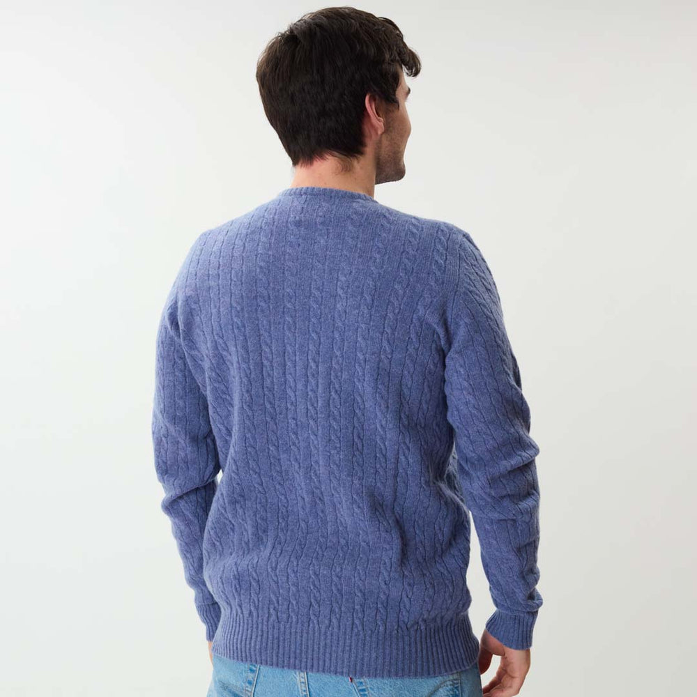 Lambswool small cable crew neck - Blue Lovat 41
