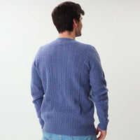 Lambswool small cable crew neck - Blue Lovat 41