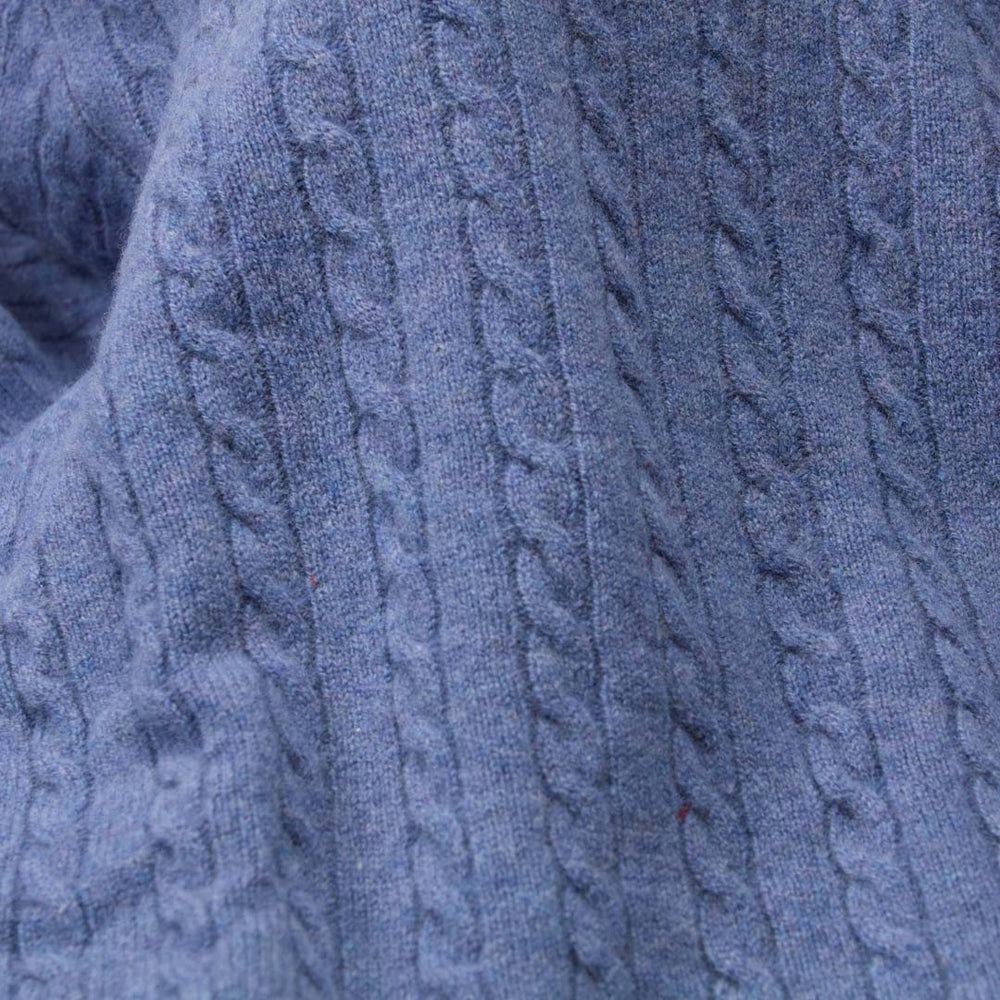 Lambswool small cable crew neck - Blue Lovat 41