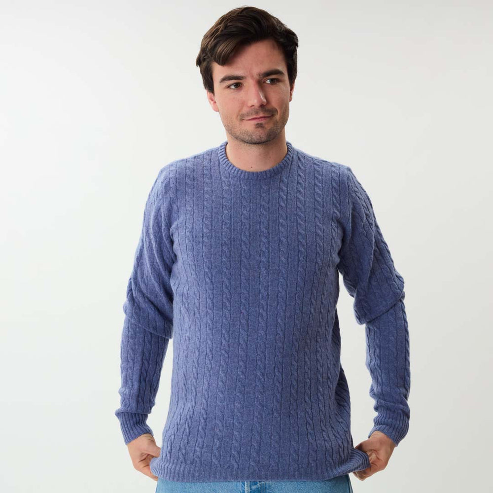 Lambswool small cable crew neck - Blue Lovat 41