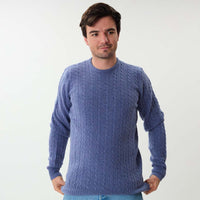 Lambswool small cable crew neck - Blue Lovat 41