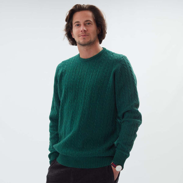 Lambswool small cable crew neck - Cossack