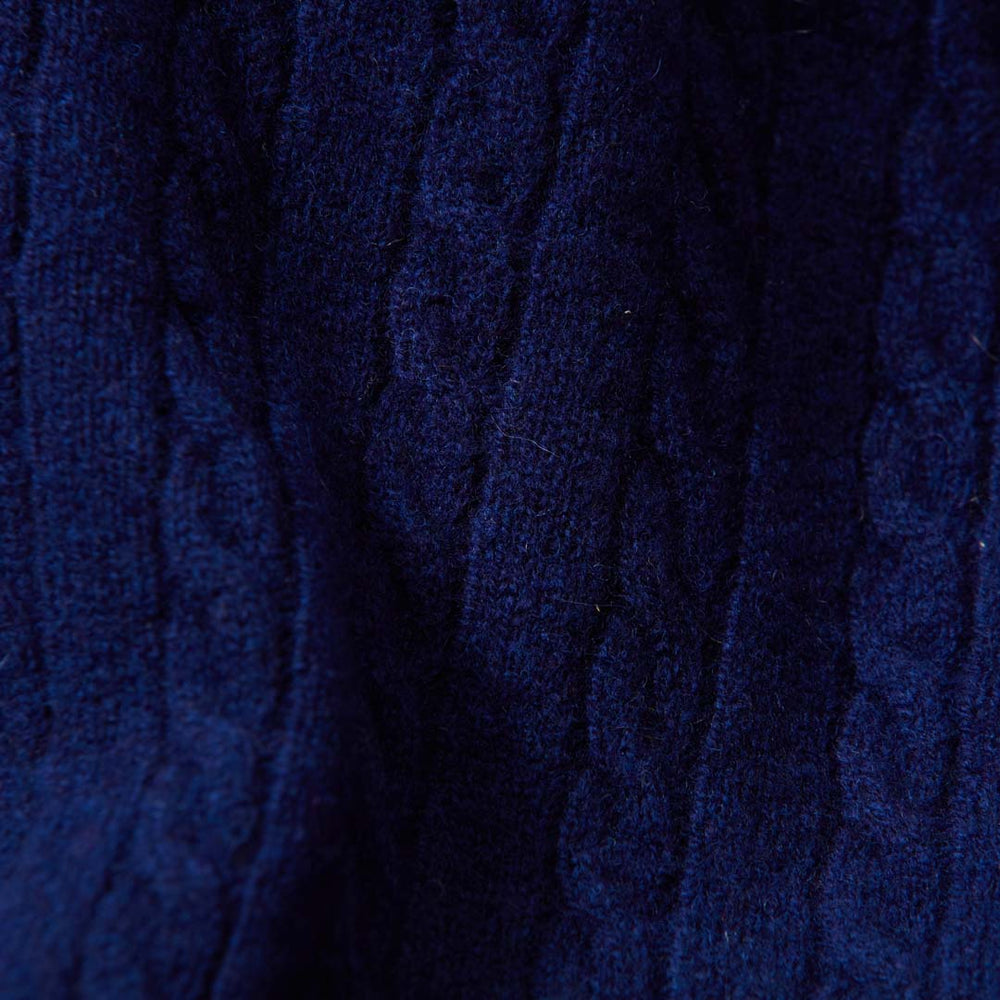 Lambswool small cable crew neck - Dark Cobalt