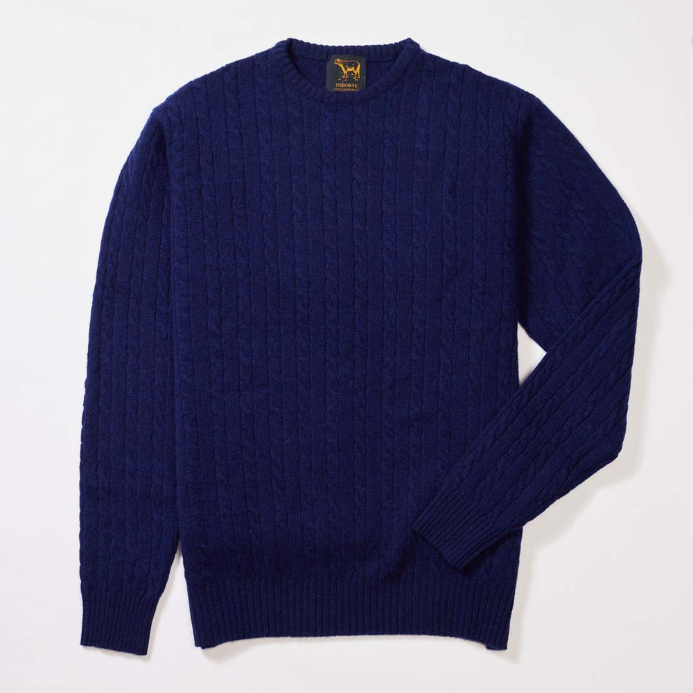 Lambswool small cable crew neck - Dark Cobalt