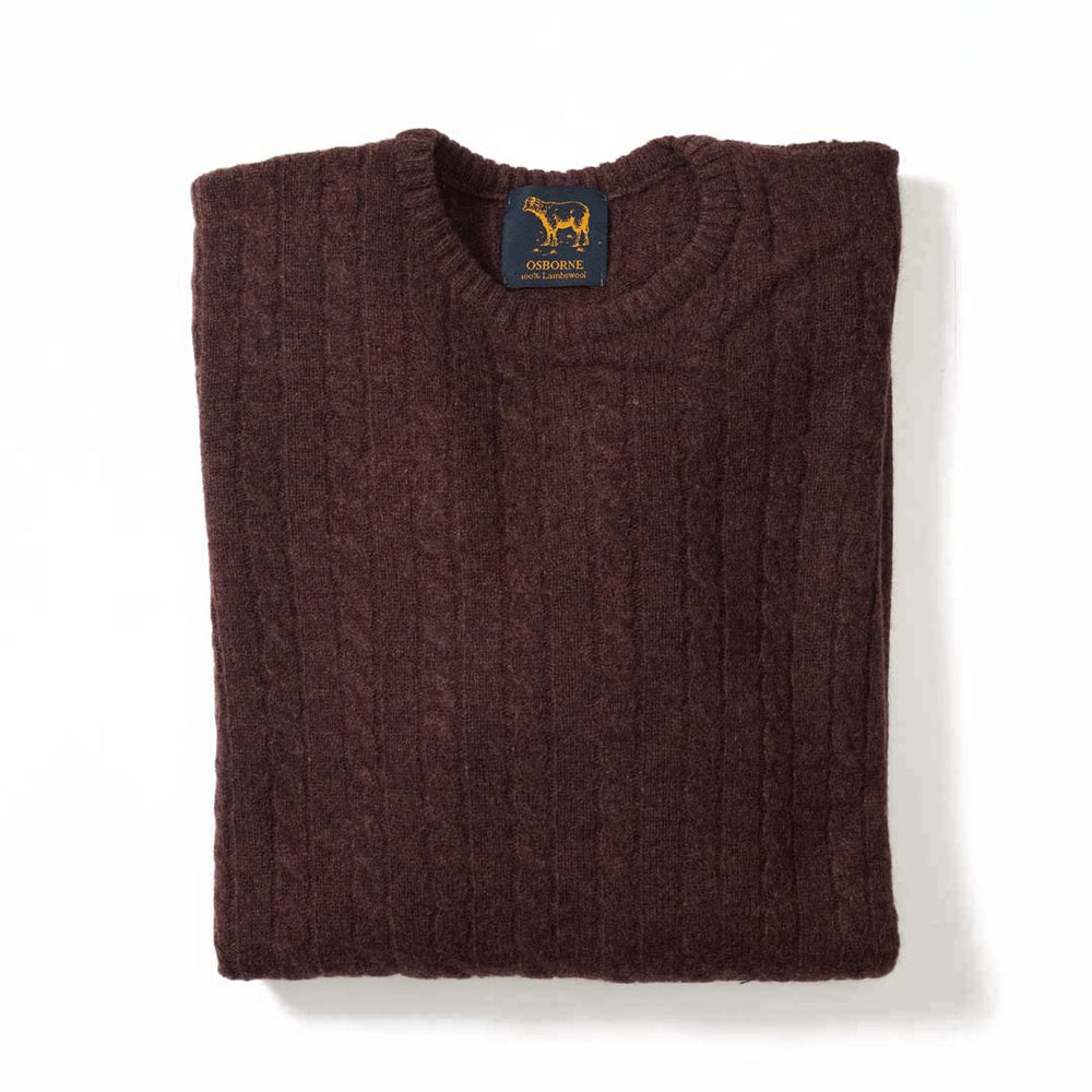 Lambswool small cable crew neck - Hickory
