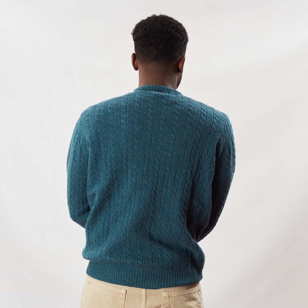 Lambswool small cable crew neck - Hunter
