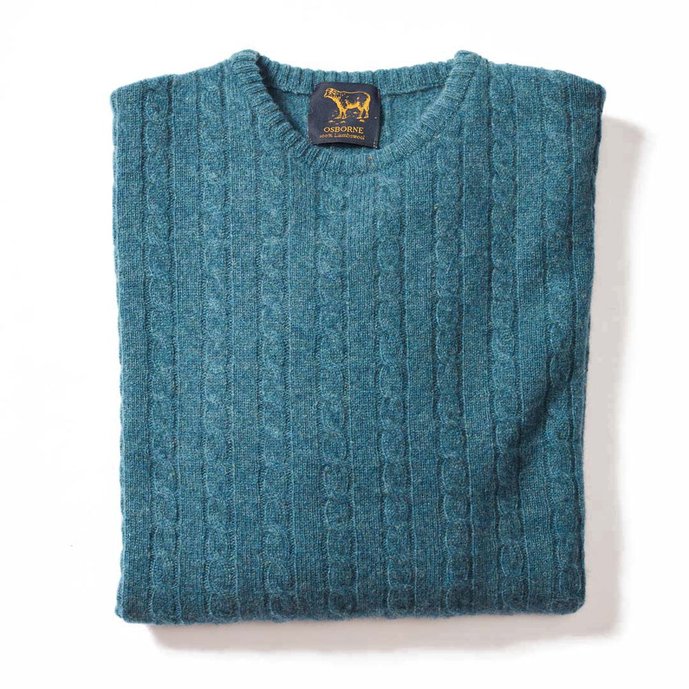Lambswool small cable crew neck - Hunter
