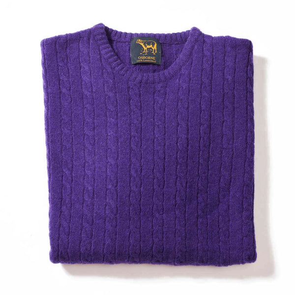 Lammwolle Rundhalsausschnitt mit kleinem Zopfmuster  - Jacaranda