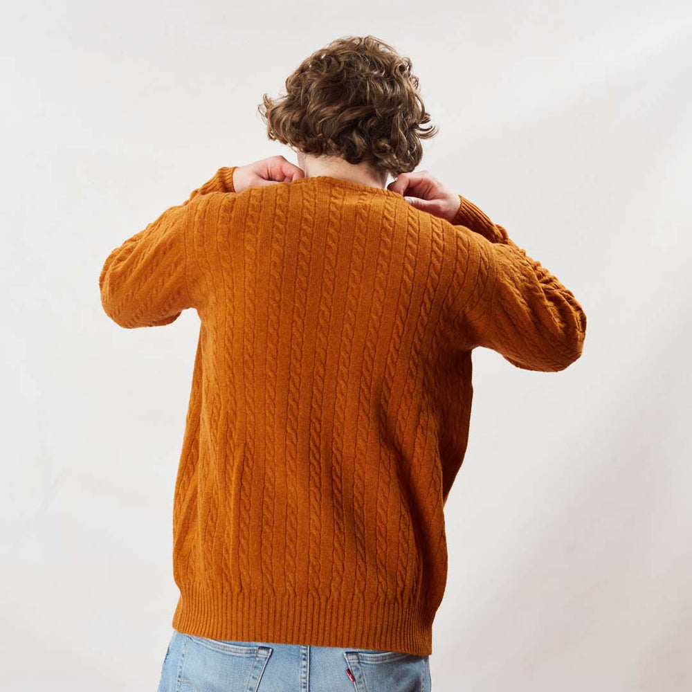 Lambswool small cable crew neck - Oxide