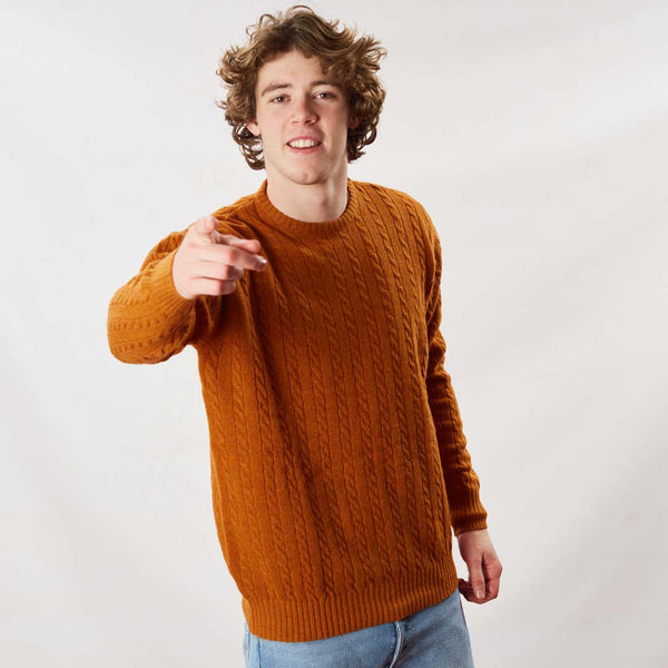 Lambswool small cable crew neck - Oxide