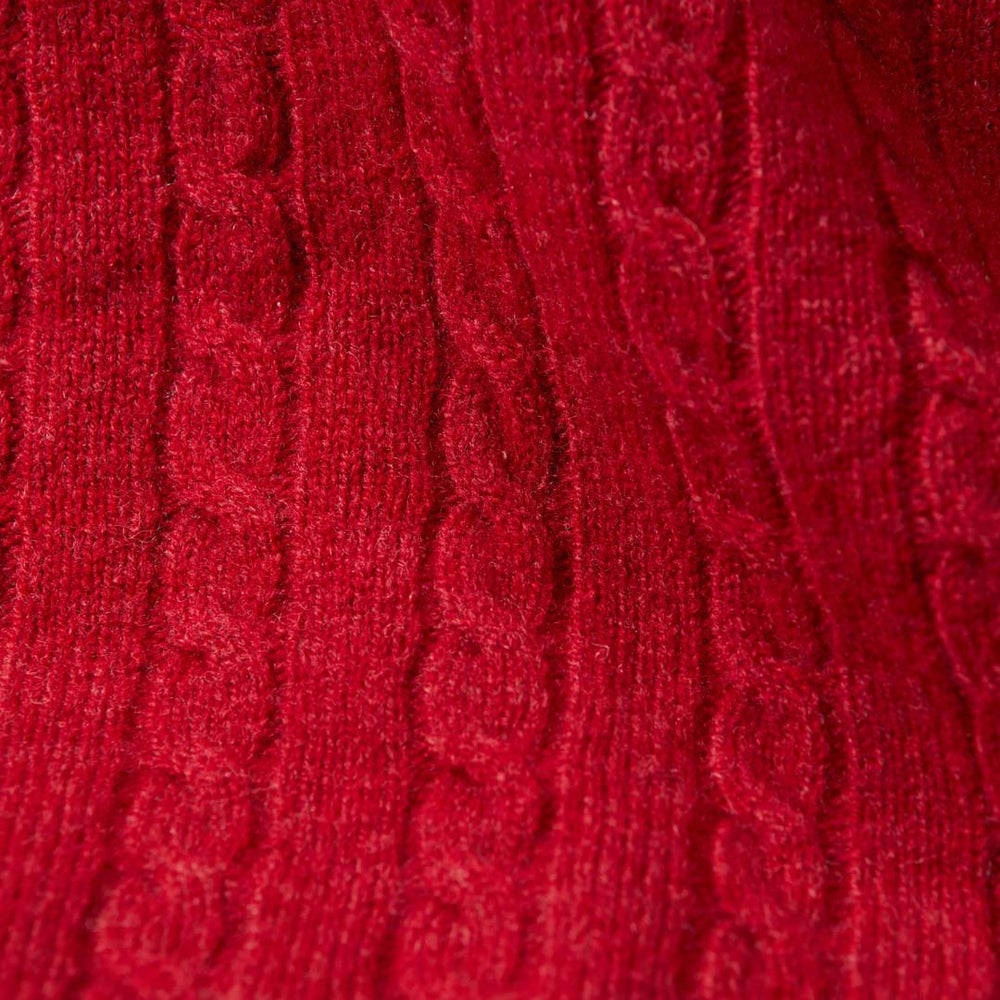 Lambswool small cable crew neck - Poppy Melange