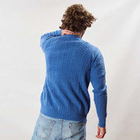 Lambswool small cable crew neck - River