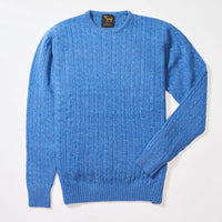 Lambswool small cable crew neck - River