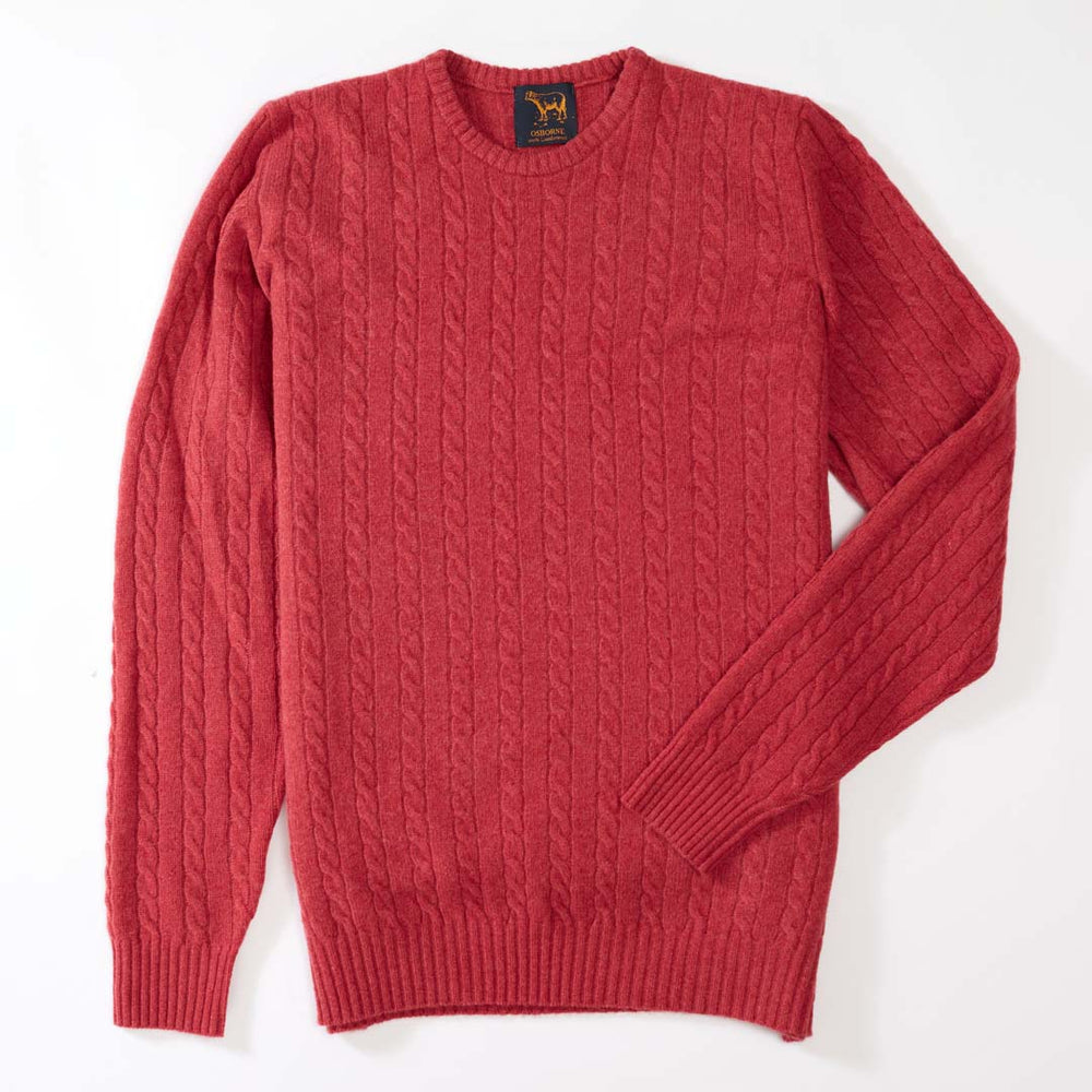 Lambswool small cable crew neck - Rouge 45