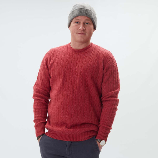 Lambswool small cable crew neck - Rouge 45