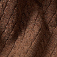 Lambswool small cable crew neck - Tobacco